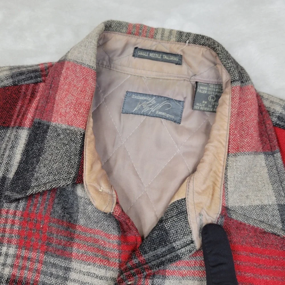 Vintage Lord Taylor Jacket Mens Large Buffalo‎ Plaid Wool Lined 90s Kensington